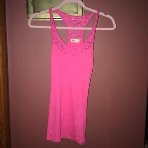 Pink Racer Back Flower Detailed Tank Top